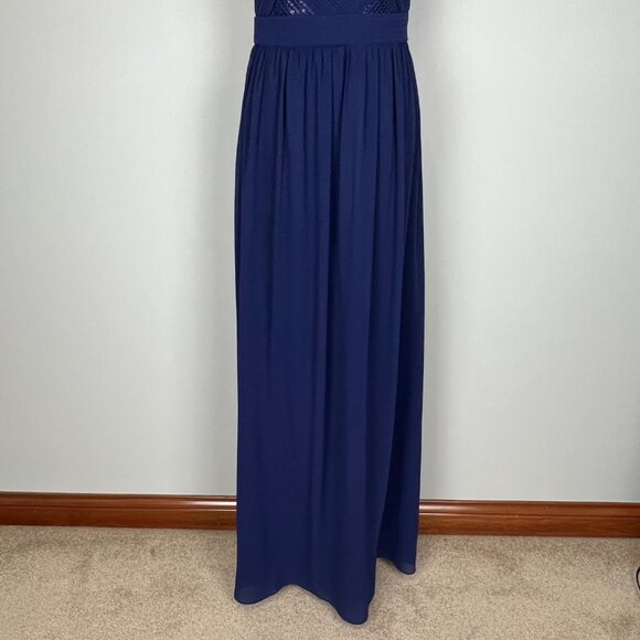 Minuet Womens Blue Strapless Pleated Formal Gown Sequin Bodice Maxi Dress size M - Picture 4 of 13